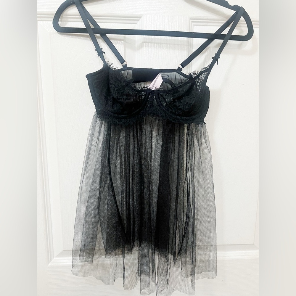 New Victorias Secret black lace babydoll Size Small Petite